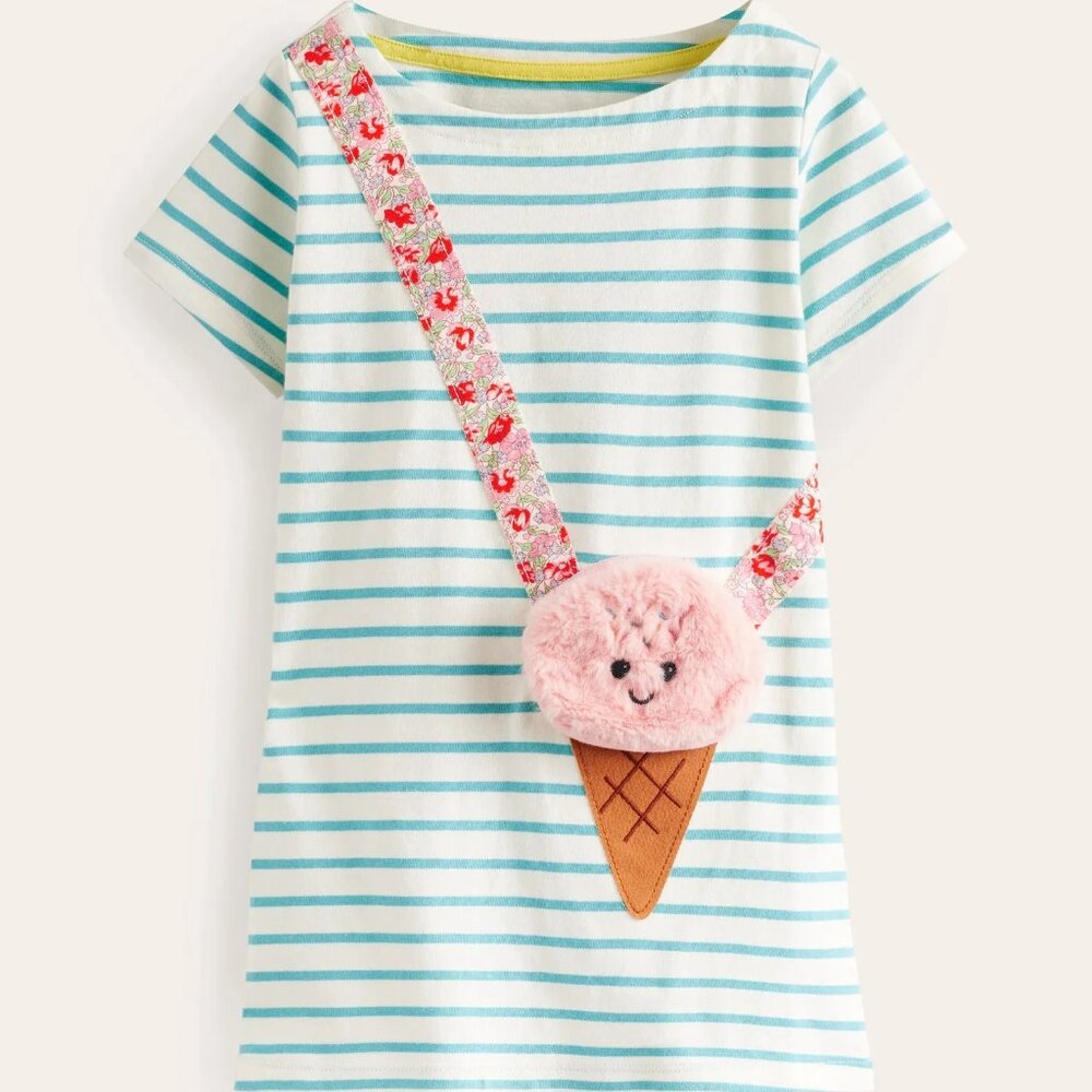 NWOT Mini Boden Fun Pocket Appliqué Tunic 2-3Y(A minor fabric flaw)-See photos